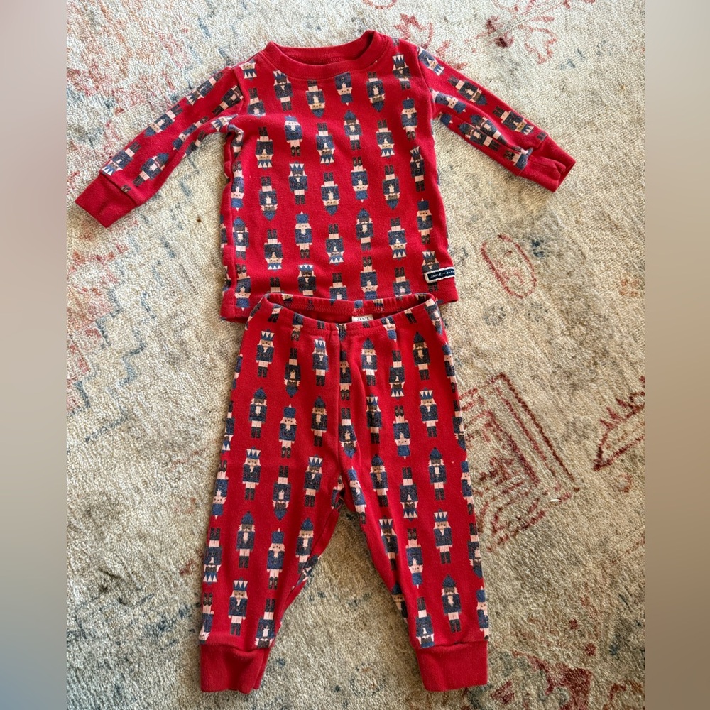 Janie and Jack Red Nutcracker Print Pajama Set